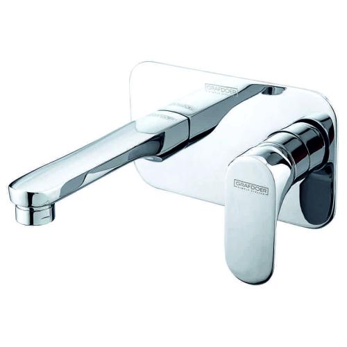 Single Lever Basin Mixer Wall Mounted (Exposed Parts Kit Consisting of Operating Lever, Wall Flange & Spout) Chrome